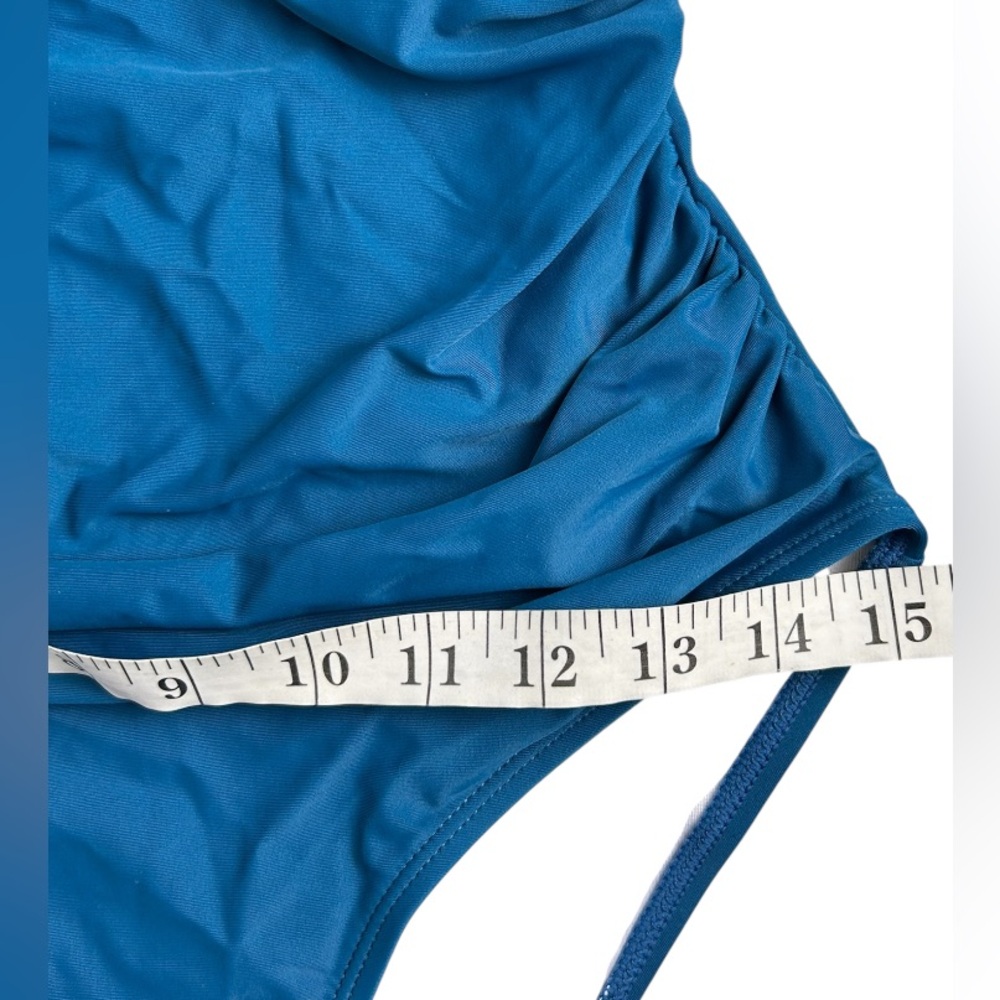 NWT B2prity One Piece Swimsuit M – Peacock Blue Tummy Control V Neck Tie Back - Picture 8 of 14